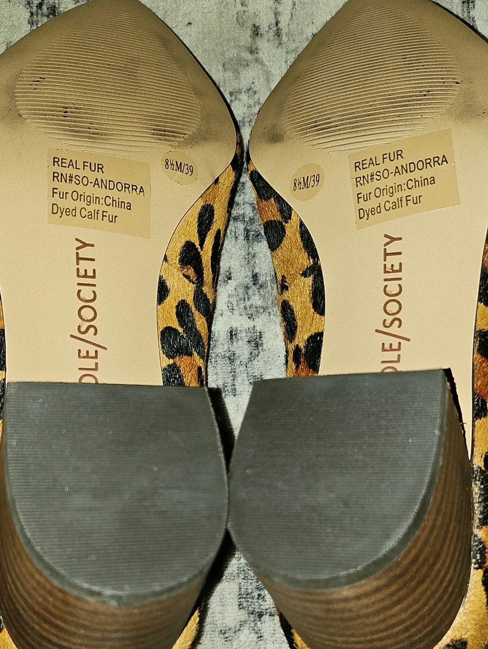Sole Society Andorra Tan Black Leopard Block Heel Pointed Toe Dress Pumps 8.5